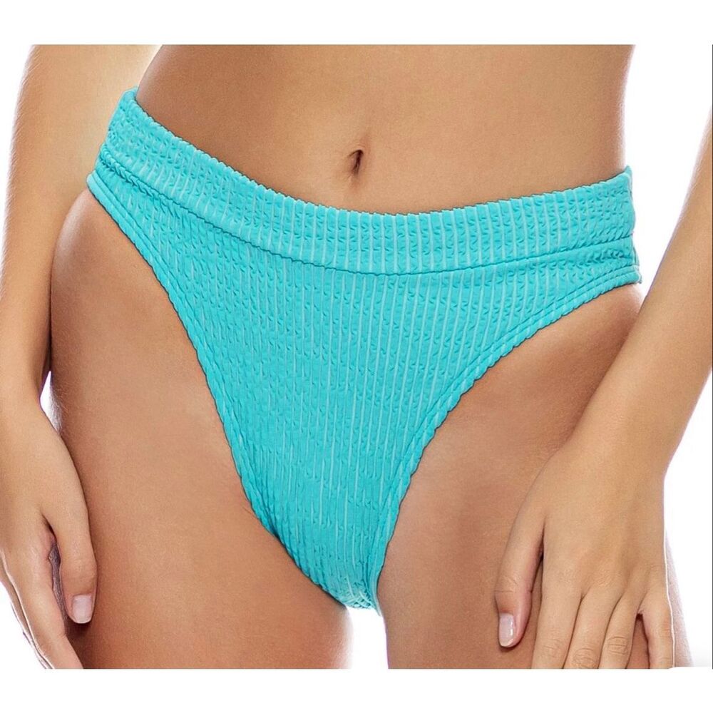 Luli Fama PURA CURIOSIDAD Women’s Large High Leg Banded Waist Bikini Bottom NEW